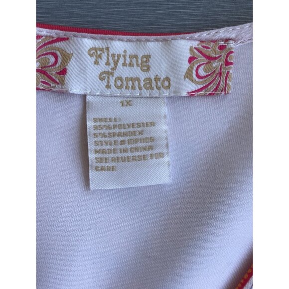 Women’s FLYING TOMATO Orange Dress Size 1X Floral Design Short Sleeve - Picture 2 of 12